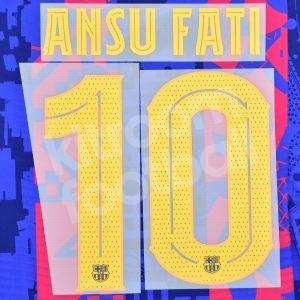 2021-22 Barcelona Third Name Number Set #10 ANSU FATI Champions / Europa League Repro