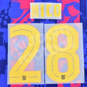 2021-22 Barcelona Third Name Number Set #28 NICO Champions / Europa League Repro