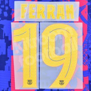 2021-22 Barcelona Third Name Number Set #19 FERRAN Champions / Europa League Repro