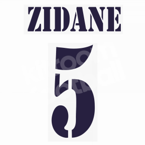 2001-03 Real Madrid Home Name Number Set #5 ZIDANE Repro Navy Blue