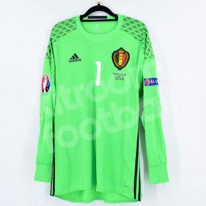 Euro 2016 Belgium Goalkeepr Shirt #1 COURTOIS Adizero (Very Good) M Green - Image 2