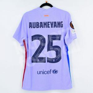 2021-22 Barcelona Away Shirt  #25 AUBAMEYANG Europa League Match Issued Un Worn - Image 1