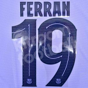Original Player Issue 2021-22 Barcelona Away Name Number Set #19 FERRAN Cup Version
