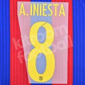 2015-17 Barcelona Home Name Number Set #8 A. INIESTA Repro