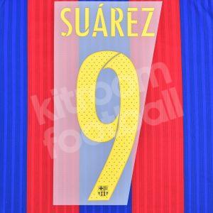 2015-17 Barcelona Home Name Number Set #9 SUÁREZ Repro