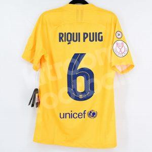 2021-22 Barcelona Senyera Shirt #6 RIQUI PUIG *New* S Copa del Rey vs Linares