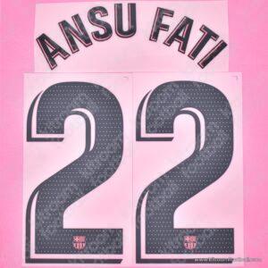 2020-21 Barcelona Third Name Number Set #22 ANSU FATI La Liga Repro