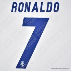 2016-17 Real Madrid Home Name Number Set #7 RONALDO Repro v1