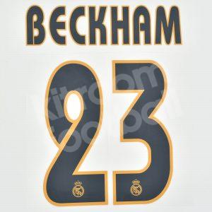 2003-05 Real Madrid Home Name Number Set #23 BECKHAM Repro v2