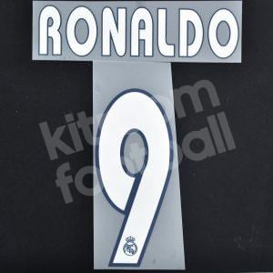 2003-05 Real Madrid Away Name Number Set #9 RONALDO Repro White