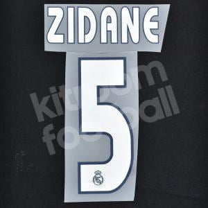 2003-05 Real Madrid Away Name Number Set #5 ZIDANE Repro White