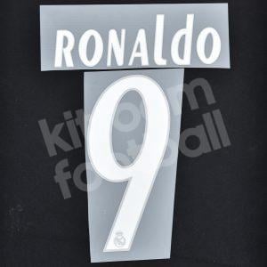 2005-06 Real Madrid Away Name Number Set #9 RONALDO Repro White
