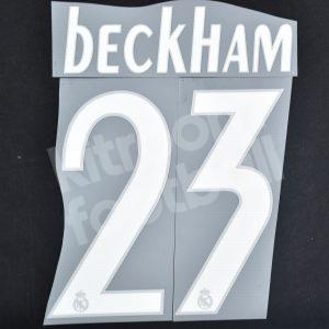 2005-06 Real Madrid Away Name Number Set #23 BECKHAM Repro White