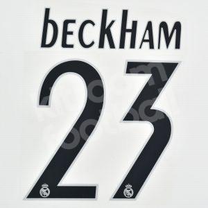 2005-06 Real Madrid Home Name Number Set #23 BECKHAM Repro