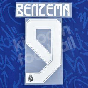 2021-22 Real Madrid Away Name Set #9 BENZEMA Cup Version Repro White