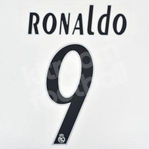 2005-06 Real Madrid Home Name Number Set #9 RONALDO Repro