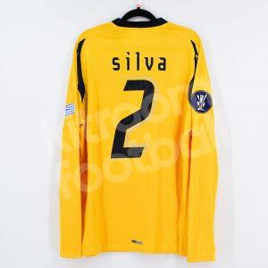 2007-08 AEK Athens Home Shirt #2 SILVA Match Worn Shirt UEFA Cup vs Villarreal