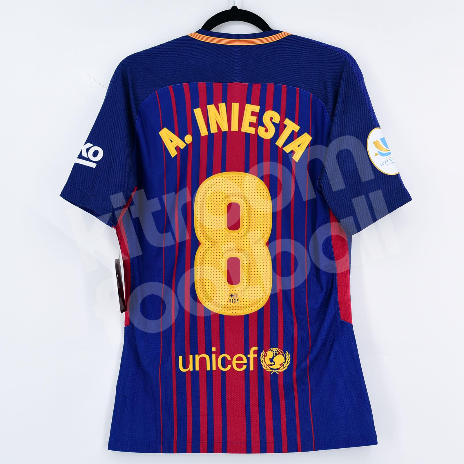 2017-18 Barcelona Player Issue Home Shirt #8 A. INIESTA Match Un