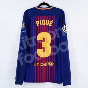 2017-18 Barcelona Player Issue Home Shirt #3 PIQUÉ Champions League Match Un Worn - Image 1