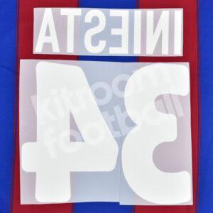 2002-03 Barcelona Home Name Number Set #34 INIESTA Repro CL - Image 3