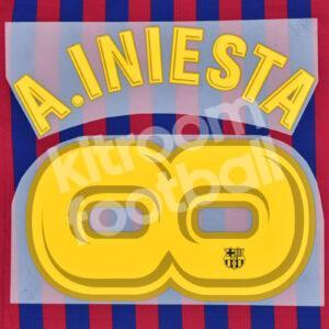 2017-18 Barcelona Home Name Number Set #8 A.INIESTA Repro Tribute - Image 1