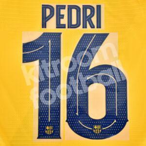 2020-22 Barcelona Away Name Number Set #16 PEDRI Cup Repro