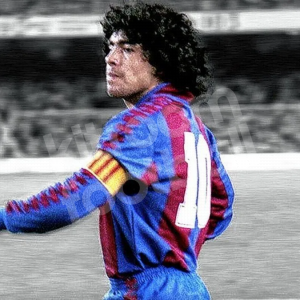 1980s Barcelona Home Shirt Meyba #10 MARADONA (Good) XL - Image 5