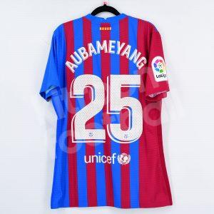2021-22 Barcelona Home Shirt Signed #25 AUBAMEYANG Match Un Worn Liga - Image 1