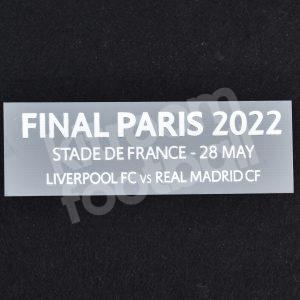 Real Madrid Final Paris Champions League 2022 MDT Match Deatails GK White Patch Repro