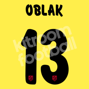 2015-16 Atletico Madrid Goalkeeper Name Number Set #13 OBLAK Black Repro