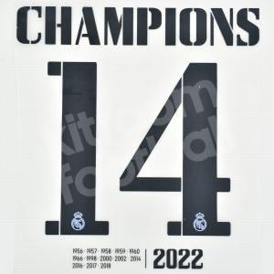 2021-22 Real Madrid Home Name Set #14 CHAMPIONS Final Champions 2022 Repro