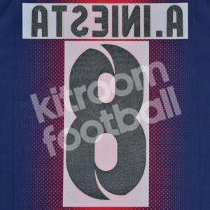 2012-14 Barcelona Home Name Number Set #8 A. INIESTA Repro v2 - Image 3