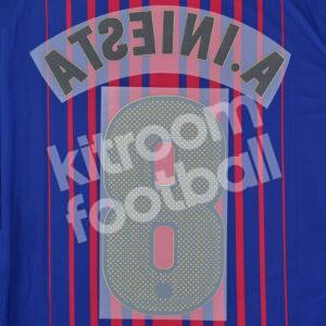 2017-18 Barcelona Home Name Number Set #8 A. INIESTA Repro - Image 3