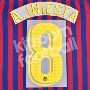 2018-19 Barcelona Home Name Number Set #8 A.INIESTA Repro