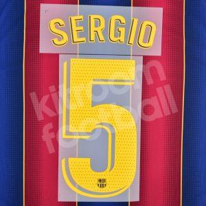 2018-21 Barcelona Home Name Number Set #5 SERGIO La Liga Repro