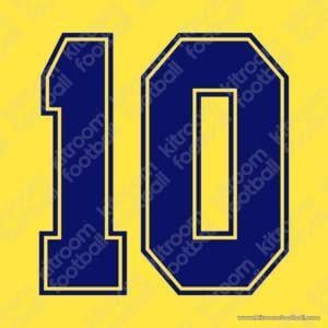 1980-91 Barcelona Away MEYBA Number #10 (Maradona) Blue Dorsal