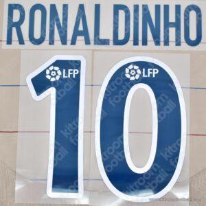 2003-04 Barcelona Away LFP Name Number Set #10 RONALDINHO Repro