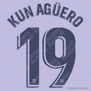 2021-22 Barcelona La Liga Away Name Set #19 KUN AGÜERO (Repro) - Image 1