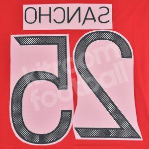 2021-22 Manchester United Home Name Number Set #25 SANCHO Cup Version Repro - Image 3
