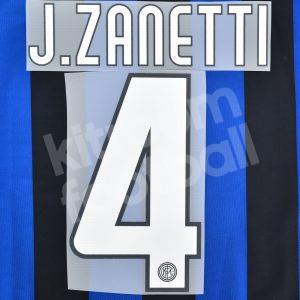2009-11 Inter Milan Home Name Number Set #4 J. ZANETTI Repro