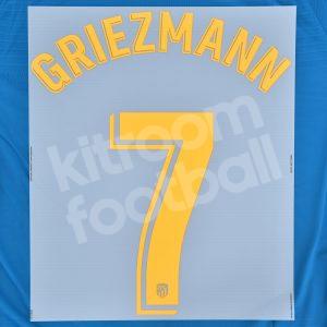 Original Player Issue 2018-19 Atletico Madrid Third Name Number Set #7 GRIEZMANN