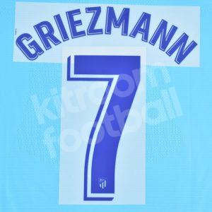 Original Player Issue 2018-19 Atletico Madrid Away Name Number Set #7 GRIEZMANN