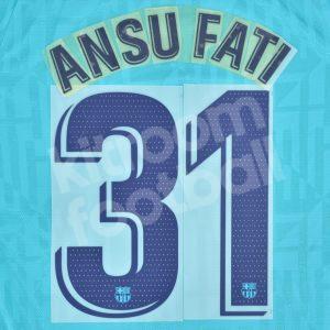 2019-20 Barcelona Third Name Number Set #31 ANSU FATI La Liga Repro - Image 1