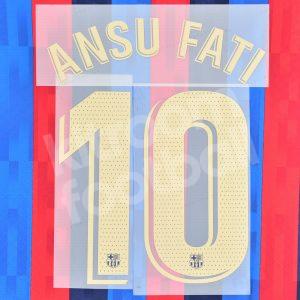 2022-23 Barcelona Home Name Number Set #10 ANSU FATI La Liga Repro