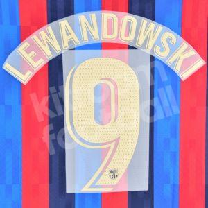 2022-23 Barcelona Home Name Number Set #9 LEWANDOWSKI La Liga Repro