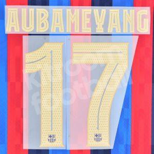 2022-23 Barcelona Home Name Number Set #17 AUBAMEYANG Repro