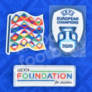 Original Player Issue 2021 Italy Uefa League of Nations Set Patch Flag + Foundation + Winners - Image 4