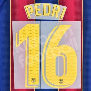 2020-21 Barcelona Home Name Number Set #16 PEDRI La Liga Repro