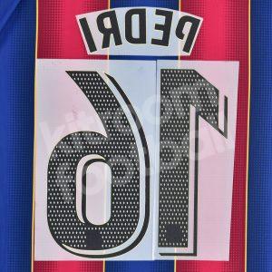 2020-21 Barcelona Home Name Number Set #16 PEDRI La Liga Repro - Image 3