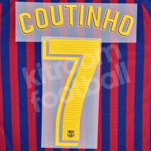 2018-19 Barcelona Home Name Number Set #7 COUTINHO Repro